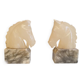 Horse head bookend in onyx and marble