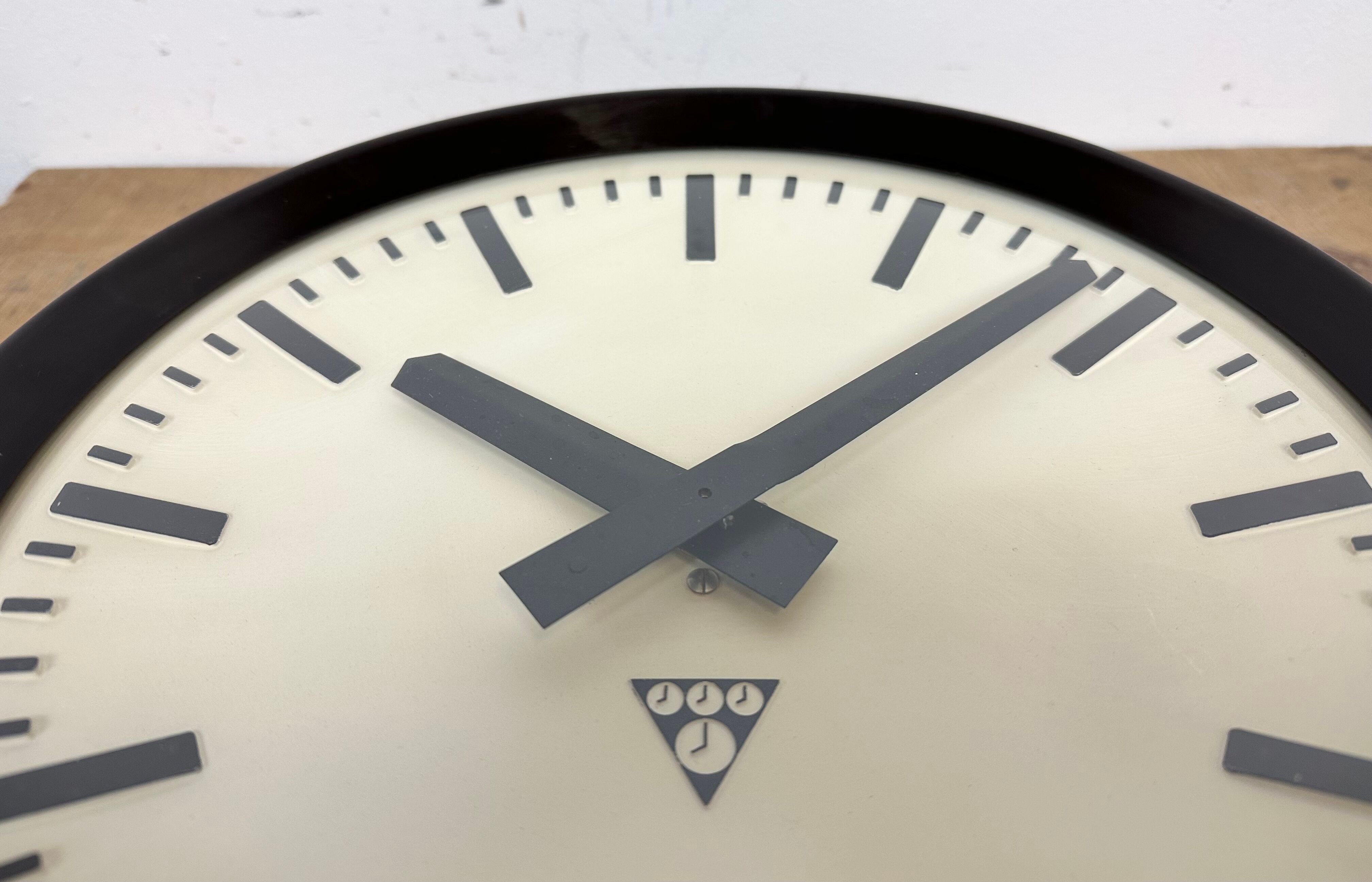 Industrial Bakelite Factory Wall Clock from Pragotron, 1960s