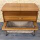 1960s 1970s Teak Sewing Box Sewing Table Utensil Holder with Basket