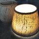 Pair of vintage burlap and braid lampshades