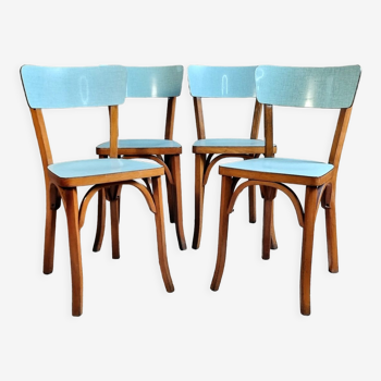 4 chaises Baumann bois et formica années 50