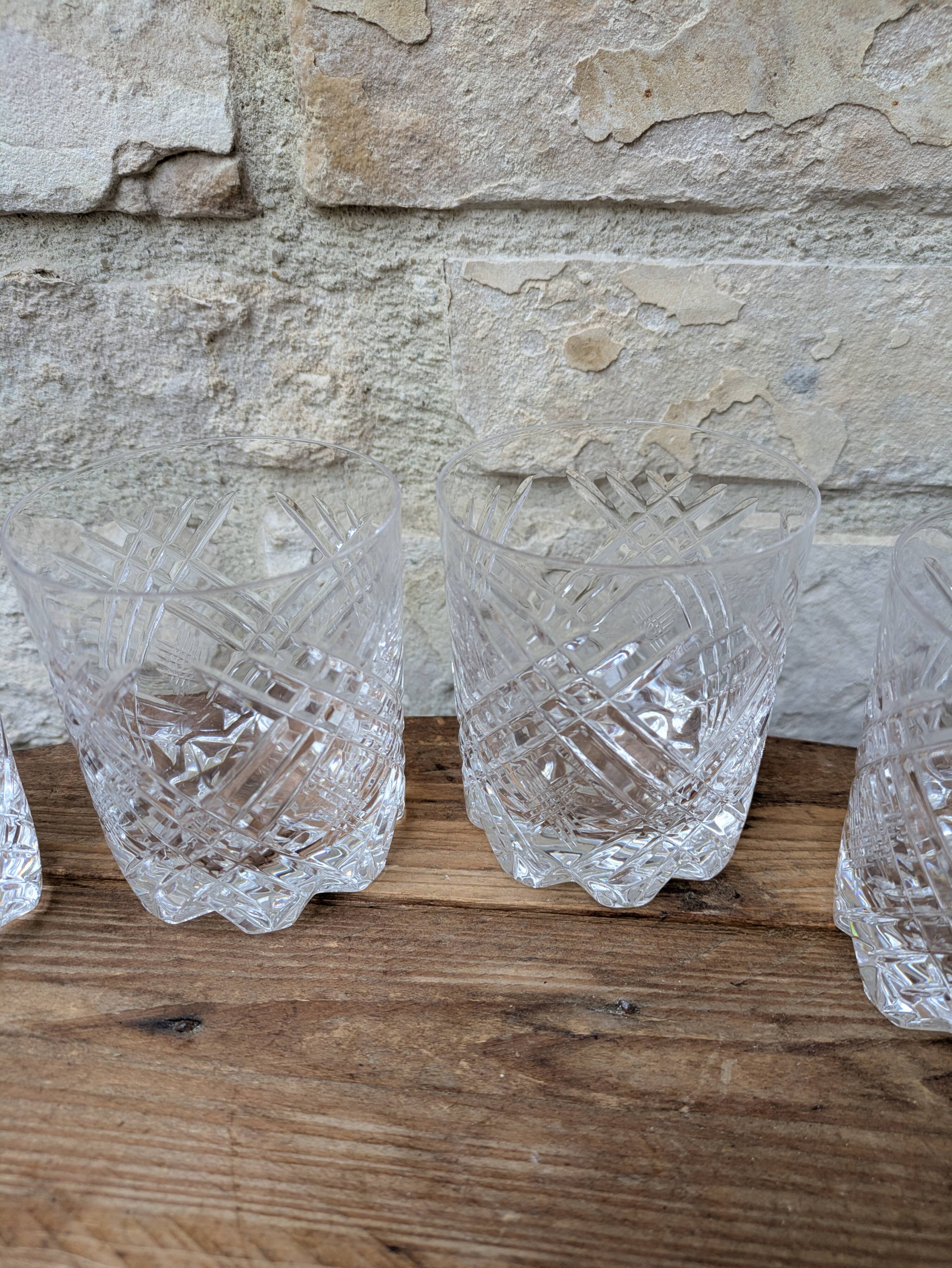 Set of 4 cut crystal whisky glasses from Cristal de Vannes