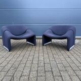 2x Artifort Groovy F598 by Pierre Paulin, Dark Blue, original