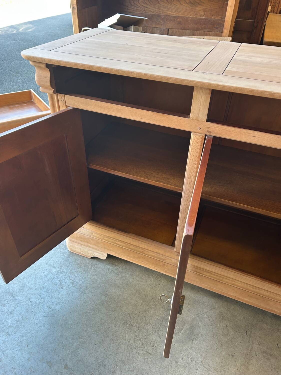 Large Louis Philippe buffet with 4 airbrushed doors