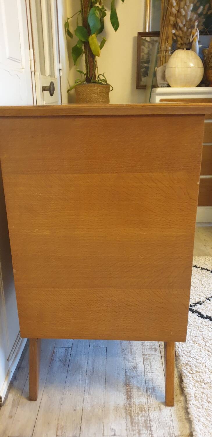 Wood and rattan chest of drawers
