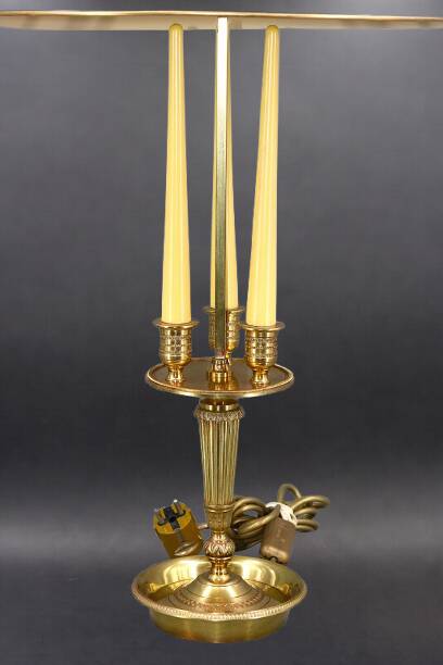 Bronze Bouillotte Lamp in Empire Style with Tin Shade