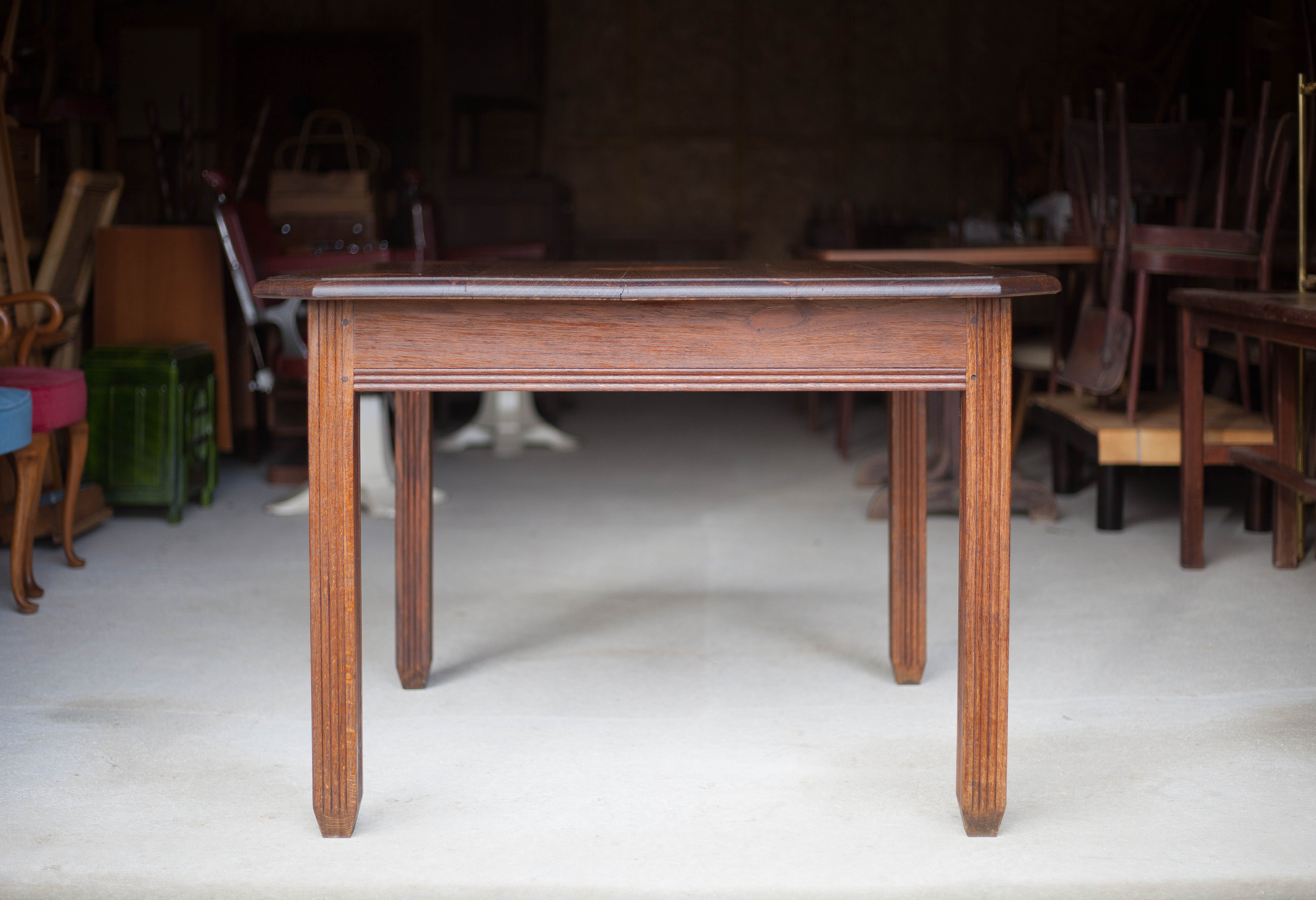 Square wooden art-deco table