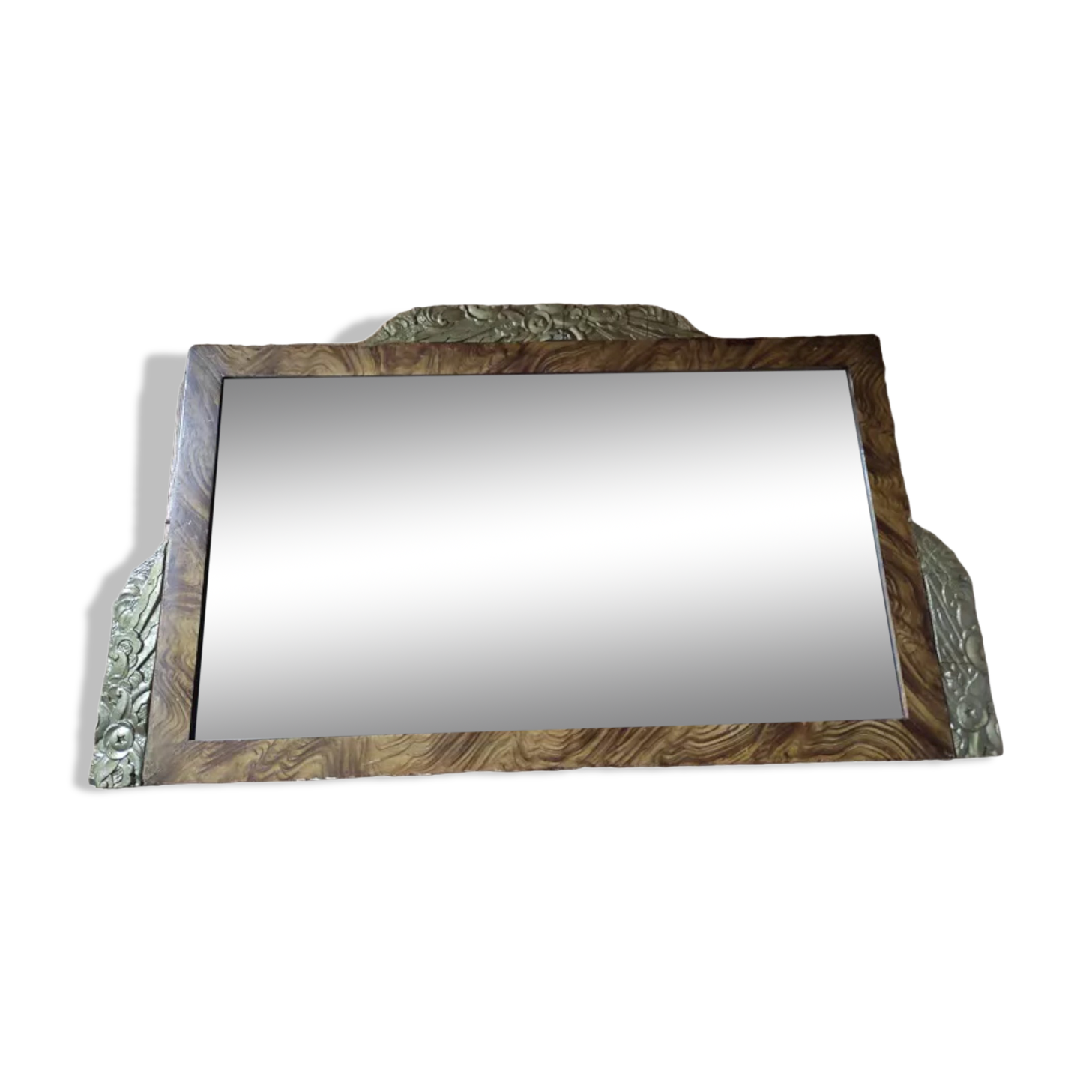 Bevelled mirror chiseled wood art deco gilding dp 112263