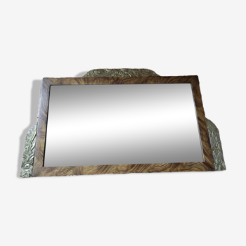 Bevelled mirror chiseled wood art deco gilding dp 112263