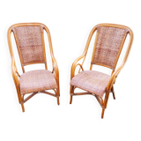 Pair of vintage rattan armchairs