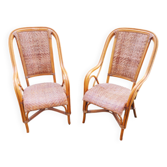 Paire de fauteuils vintage en rotin