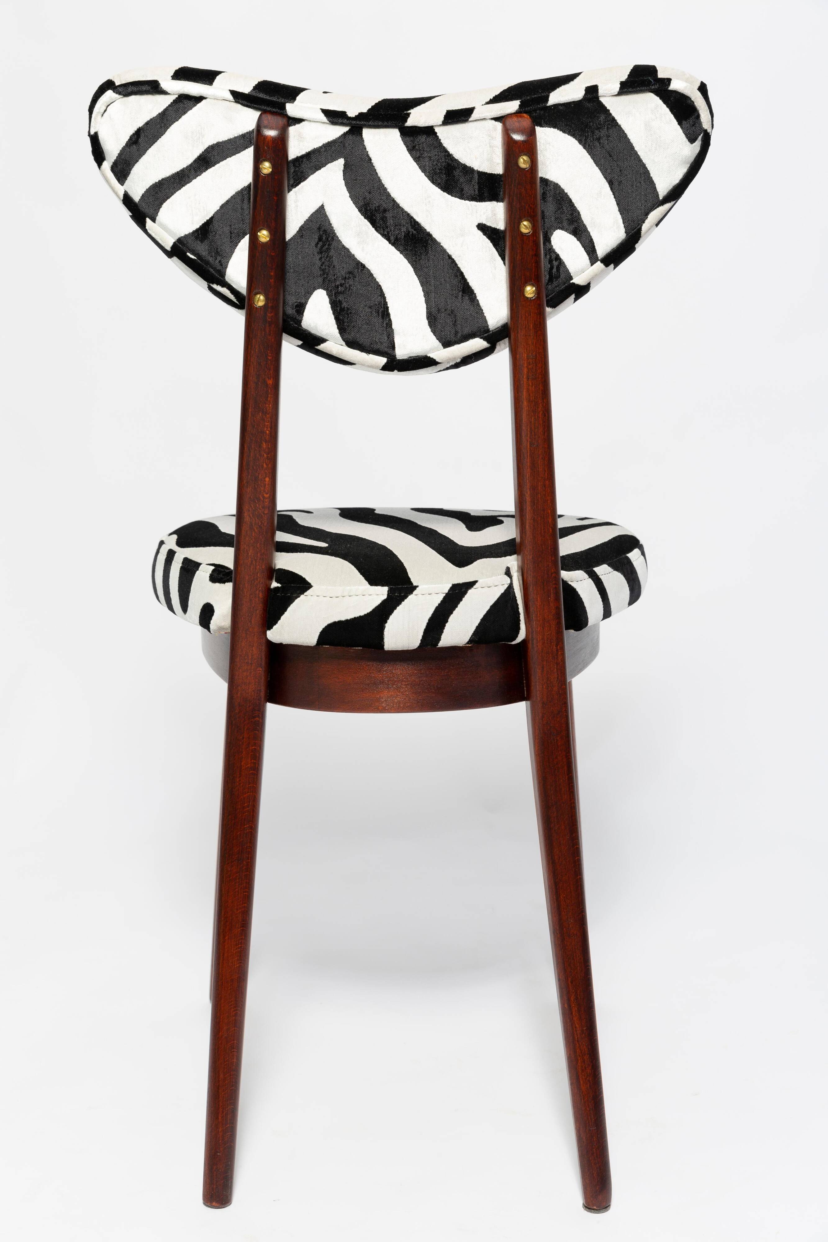 Heart-shaped chair with black and white zebra pattern, Poland, 1960s