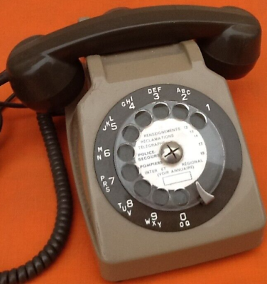 1980s Socotel Model S63 rotary phone with earphone