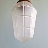 Art Deco pendant light in faceted satin glass, 1920s
