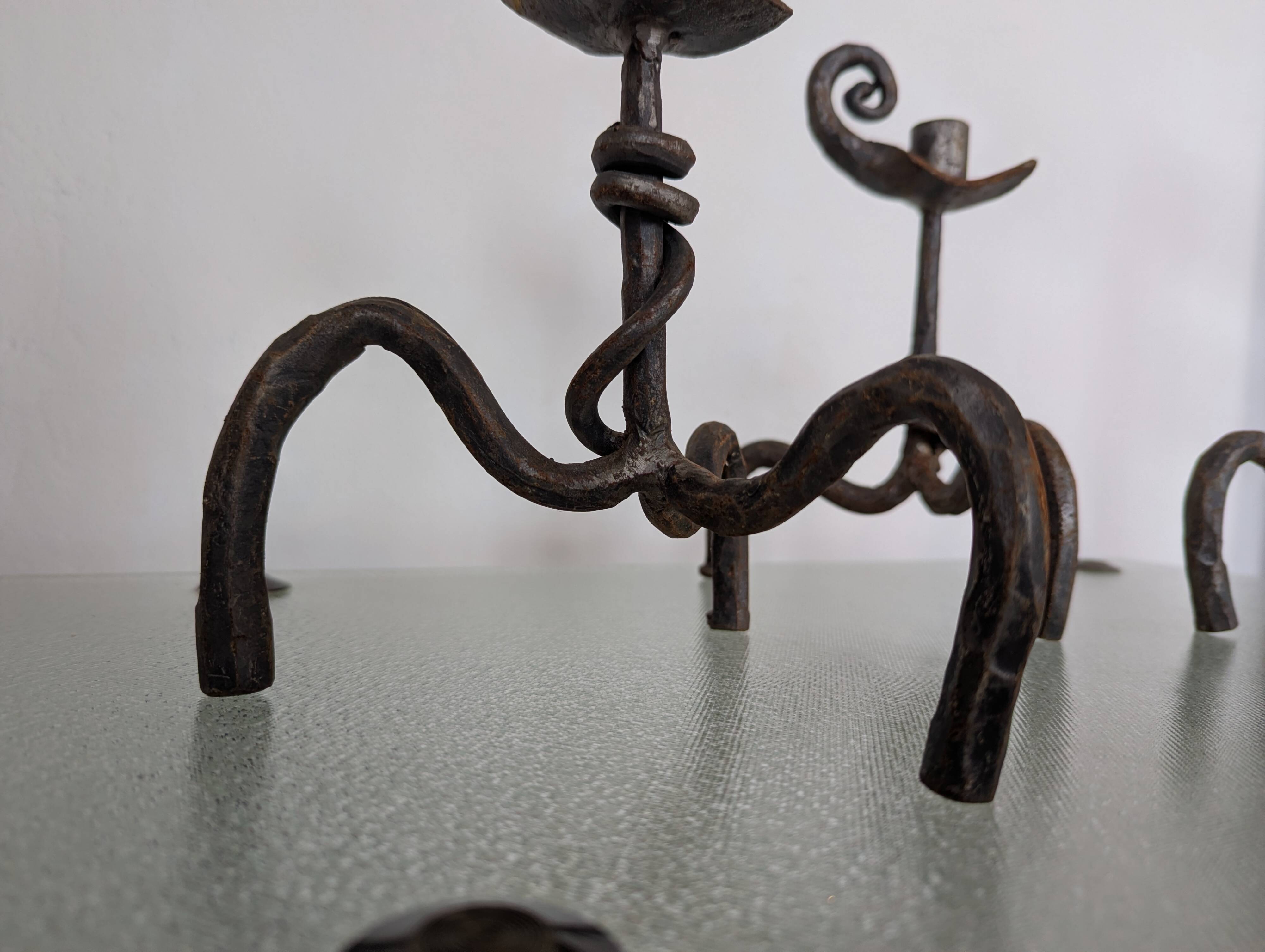 Set of 3 wrought iron candle holders