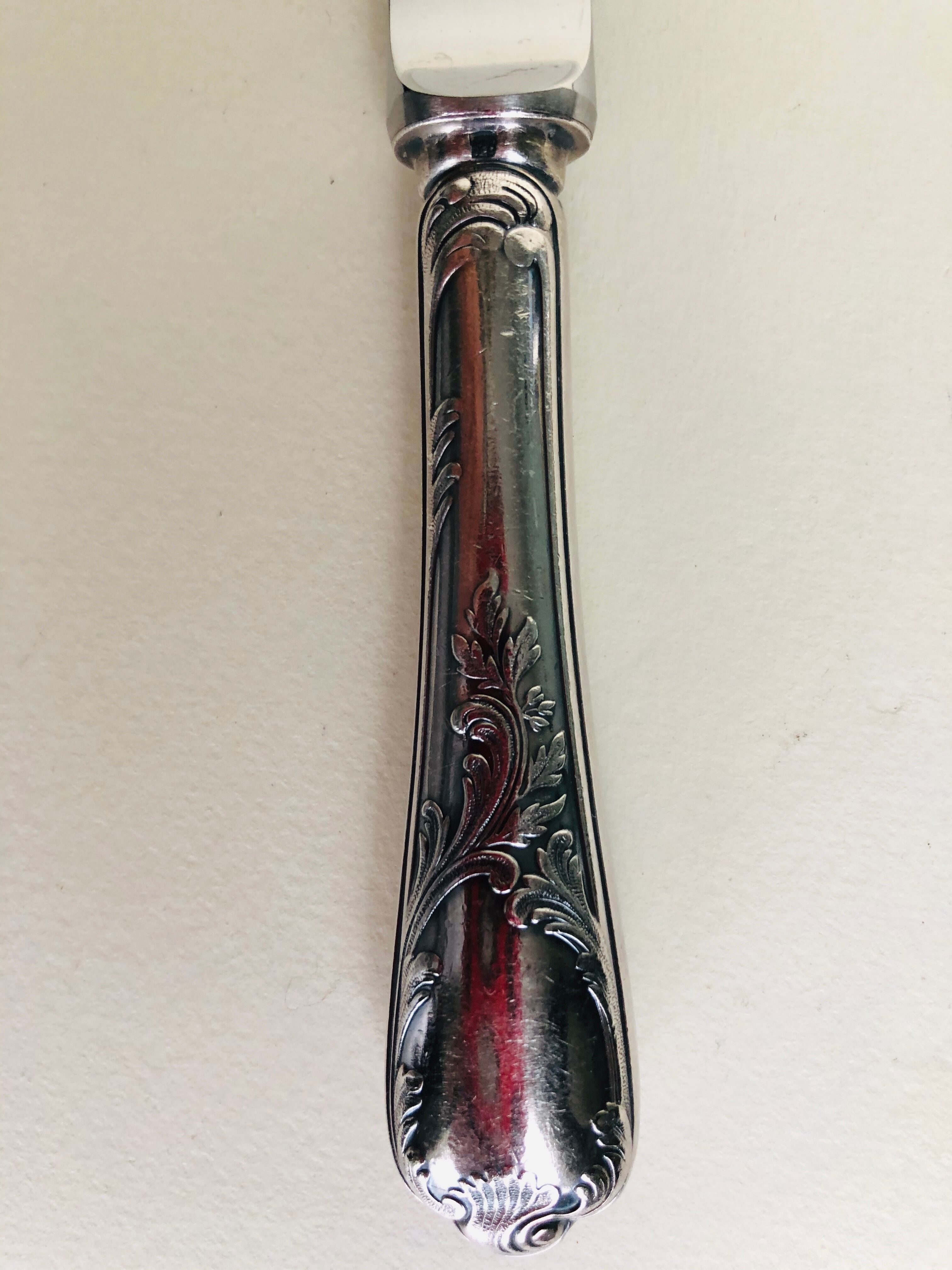 Set of twelve Christofle silver metal knives