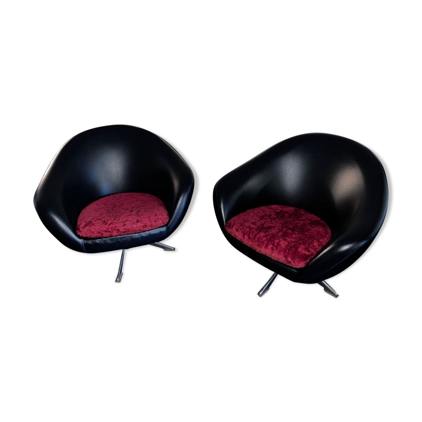 Paire de fauteuils Egg 1960 skai noir