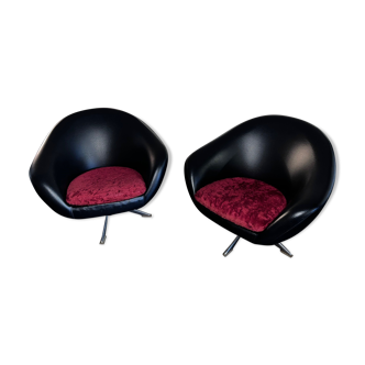 Pair of armchairs Egg 1960 skai black