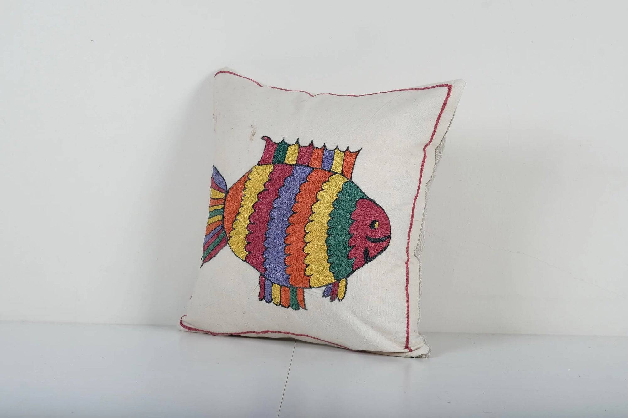 Vintage embroidered cushion cover 46x48 cm