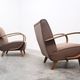 1930 Jindrich Halabala Bentwood Armchair in Dark Beige Velvet