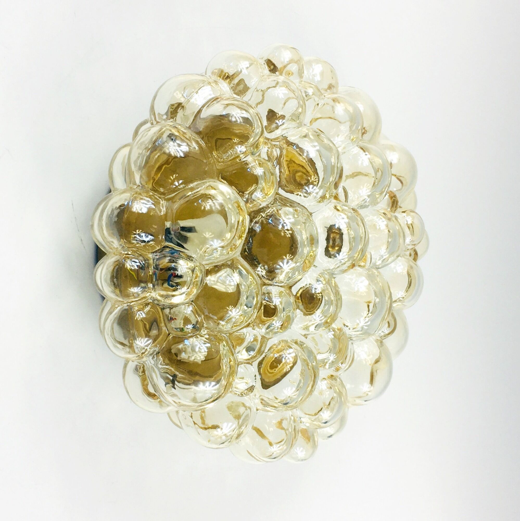 Amber bubble glass flush mount by Helena Tynell For Limburg, Germany, 1970s