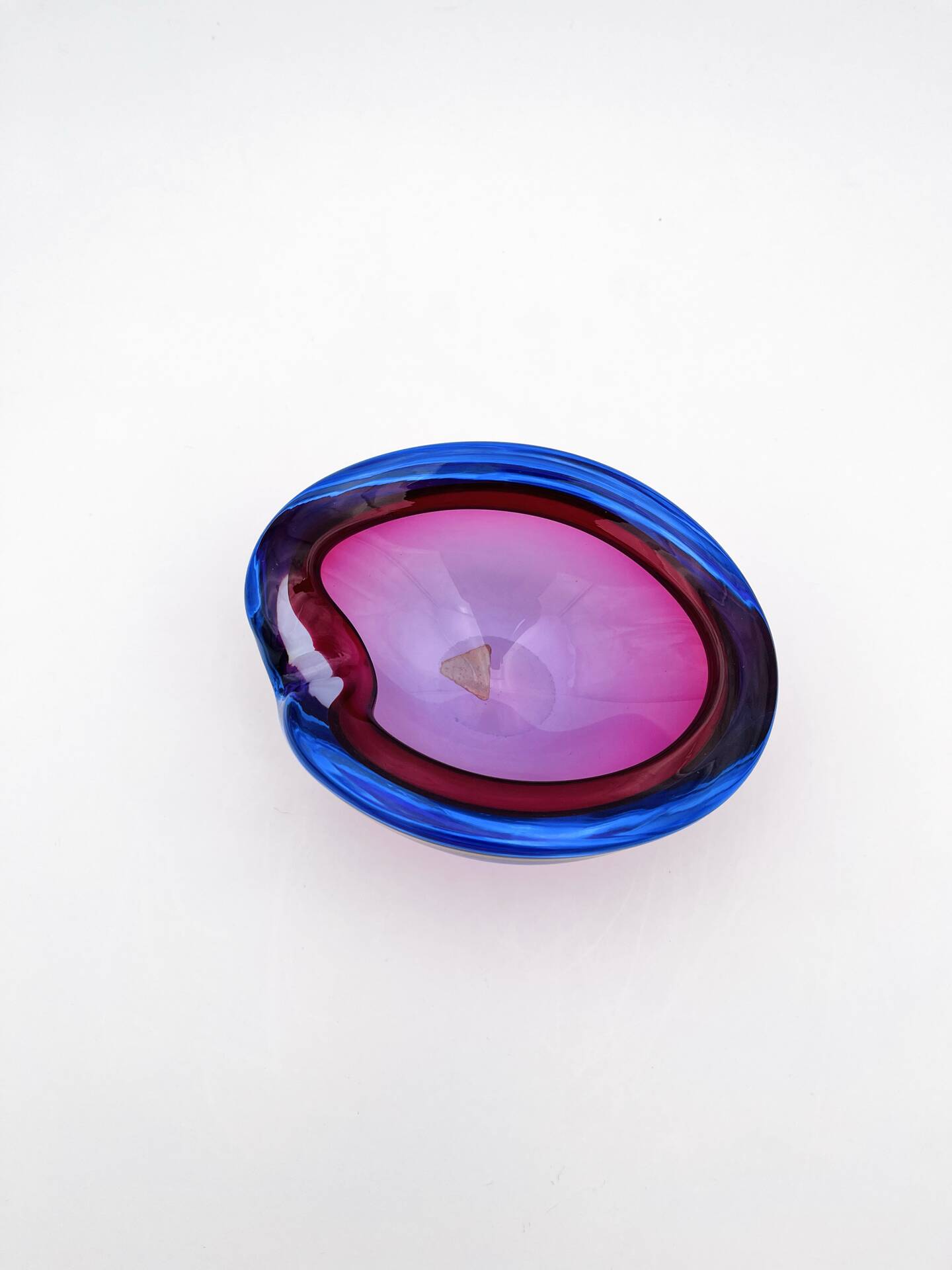 Pocket Glass Murano Flavio Poli Sommerso Fuchsia Blue 17cm