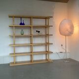Scandinavian bookcase Room divider pine wood large model