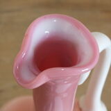 Pink and white opaline ewer