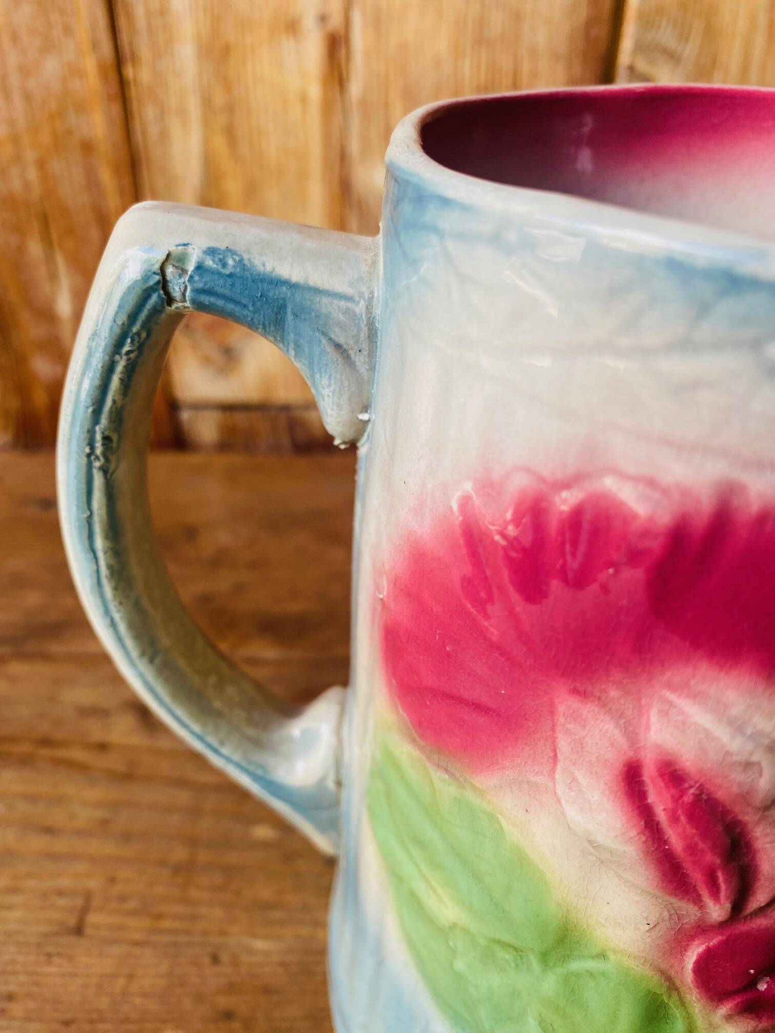 Old slip pitcher Made in France Sweet pea