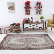 Brown floral turkish area rug, 208x115cm