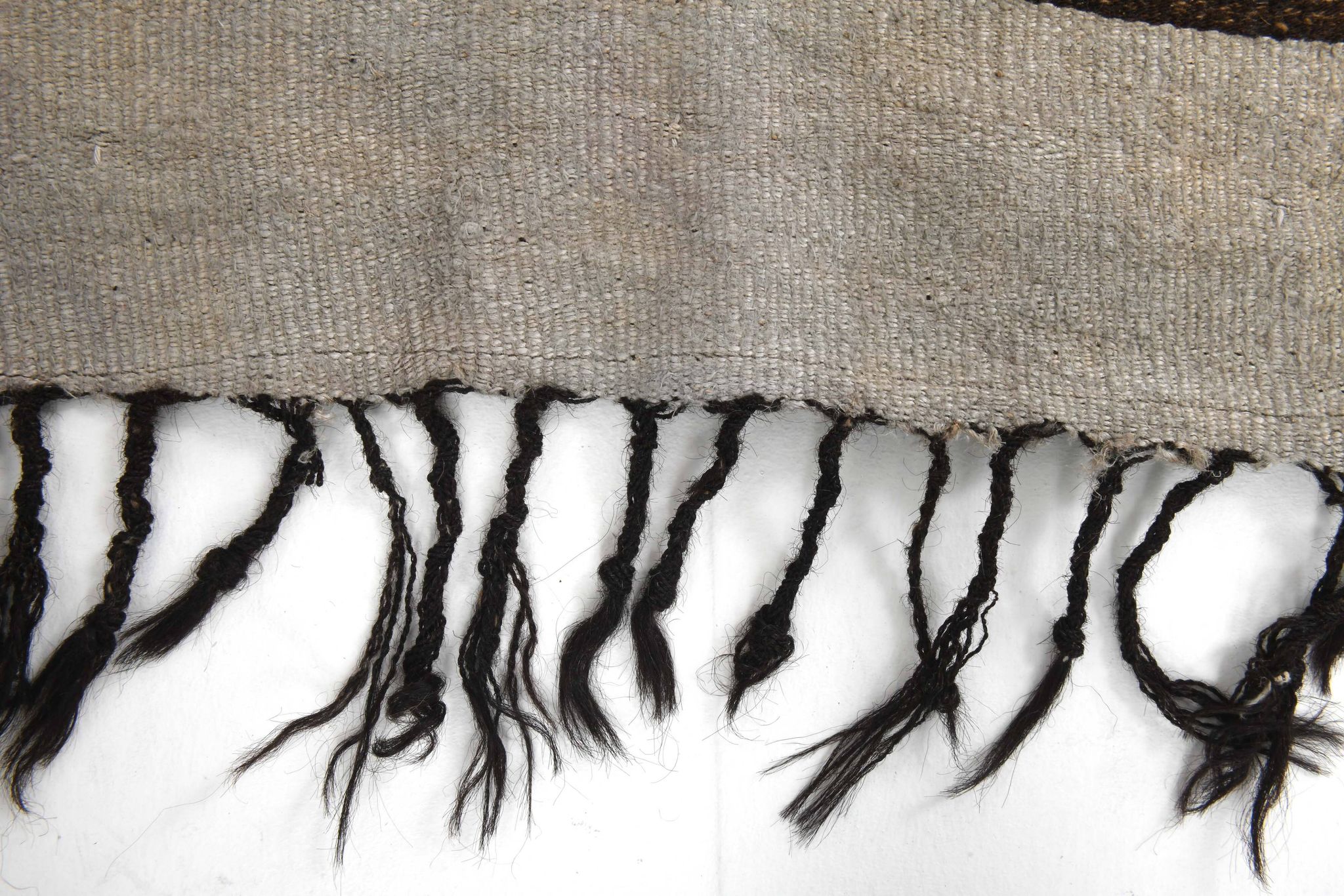 Dirty Gray & Black Hemp Kilim Rug, 161x235Cm