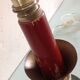 Brass lamp foot and art deco style wood