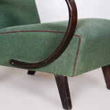 Paire de fauteuils en hêtre art deco tchèque vert, Jindrich Halabala, UP Zavody, années 1930