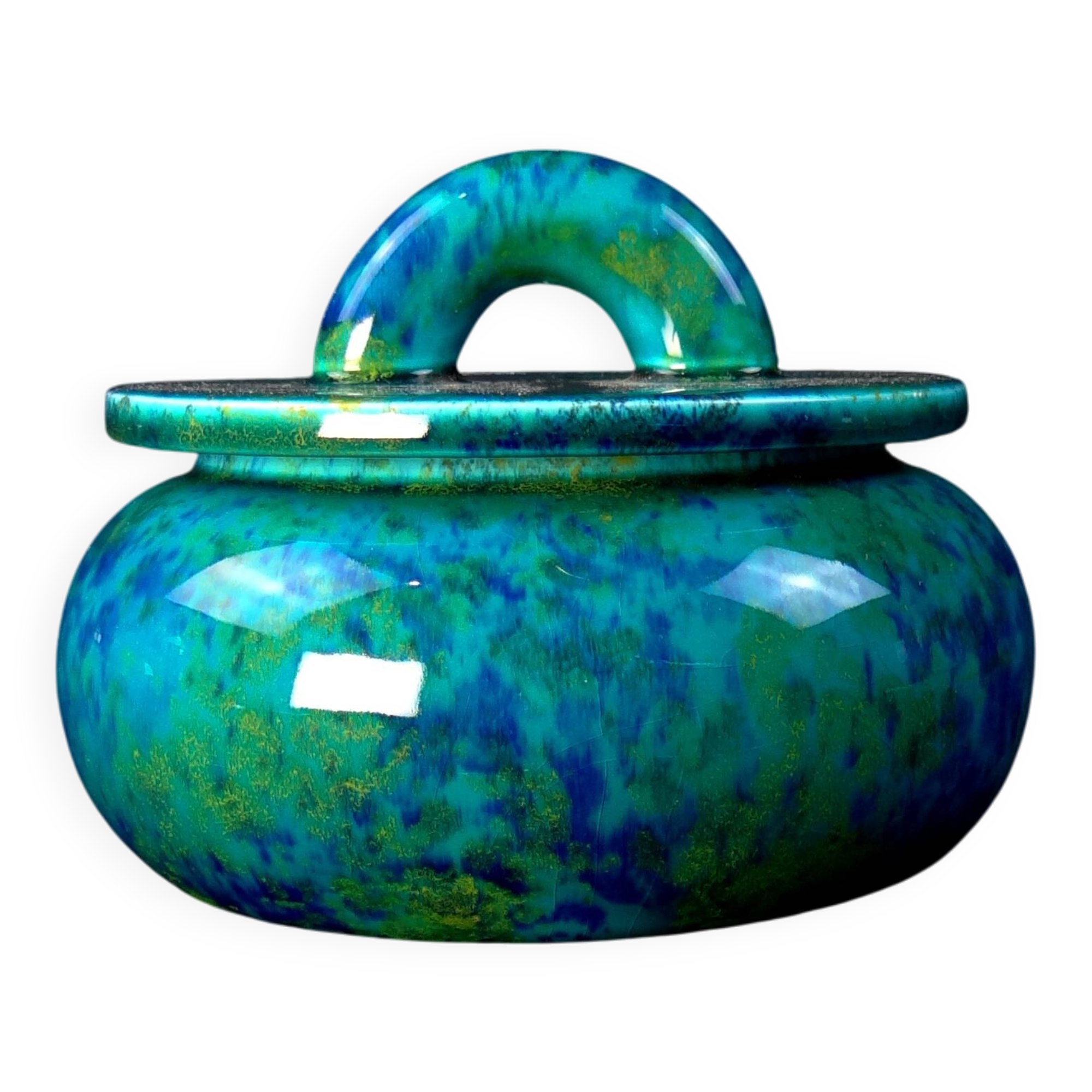 Paul milet (1870-1950) sèvres, turquoise blue bonbonnière, art deco period