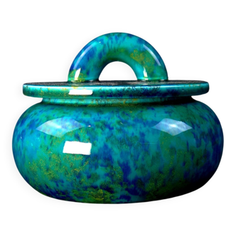 Paul milet (1870-1950) sèvres, turquoise blue bonbonnière, art deco period