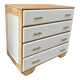 XXL vintage chest of drawers in solid fir, revamped in white and wood.