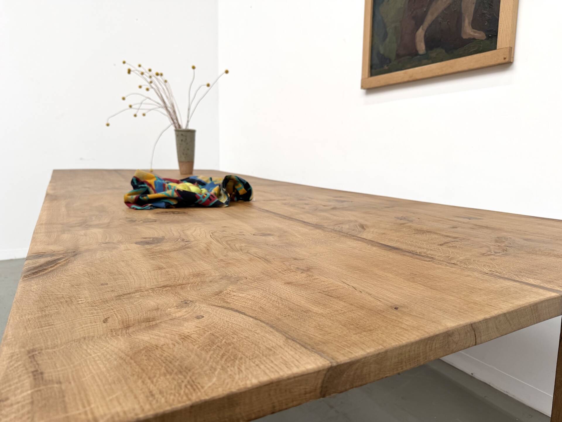 Very large farmhouse table in solid oak, 1950s – L300 cm