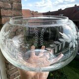European 6 Person Punch Bowl with 5 Liters Capacity, Handcrafted Clear Crystal Glass with Floral Bar
