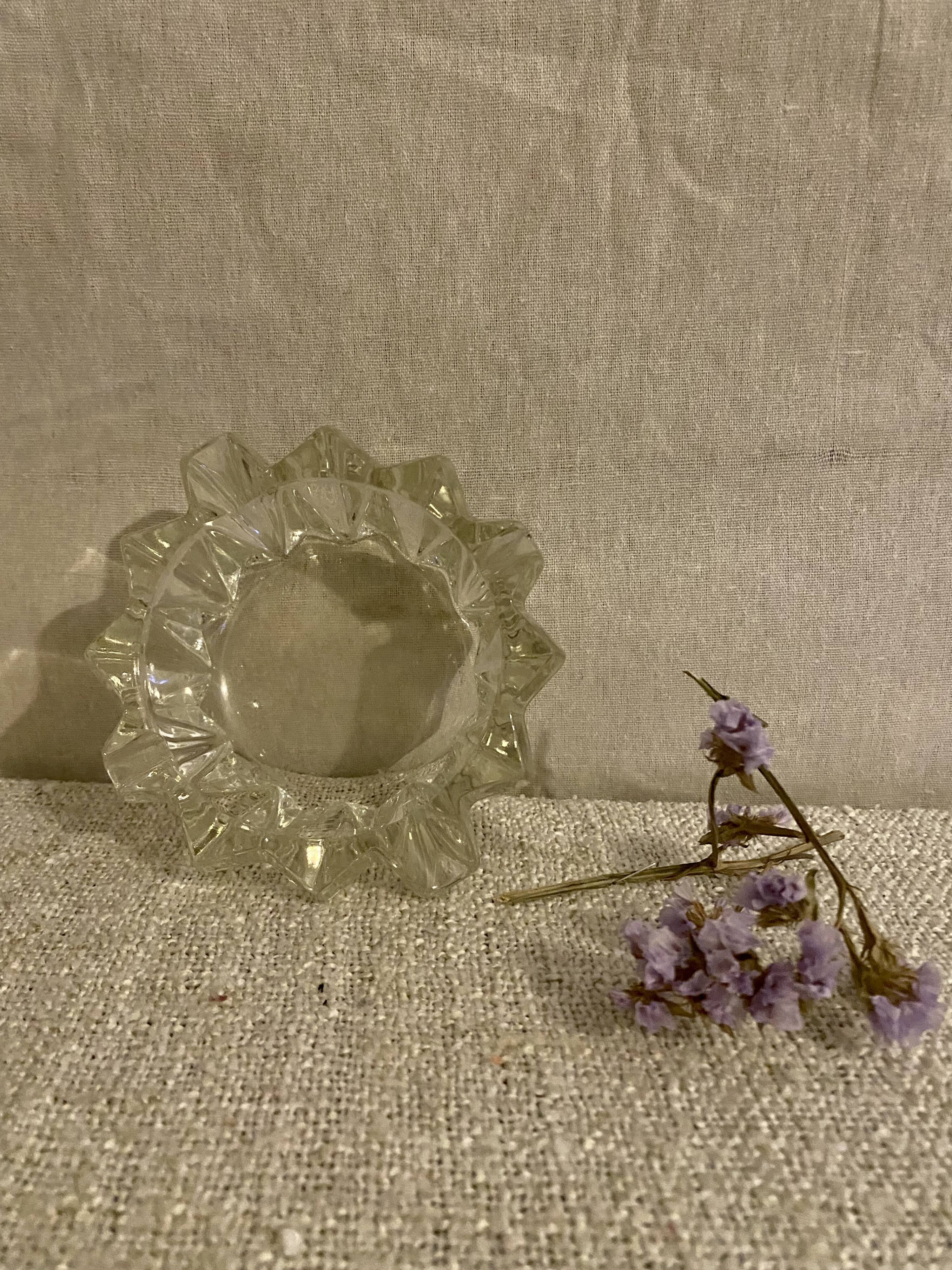 Vintage chiseled glass ashtray