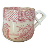 Tasse Terre de Fer Lunéville décor Dentelle couleur rose/bordeaux