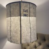 Old linen lampshade with monogram and fern by Henri Matisse