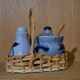 Ensemble salière poivrière en grès bleu d'Alsace.