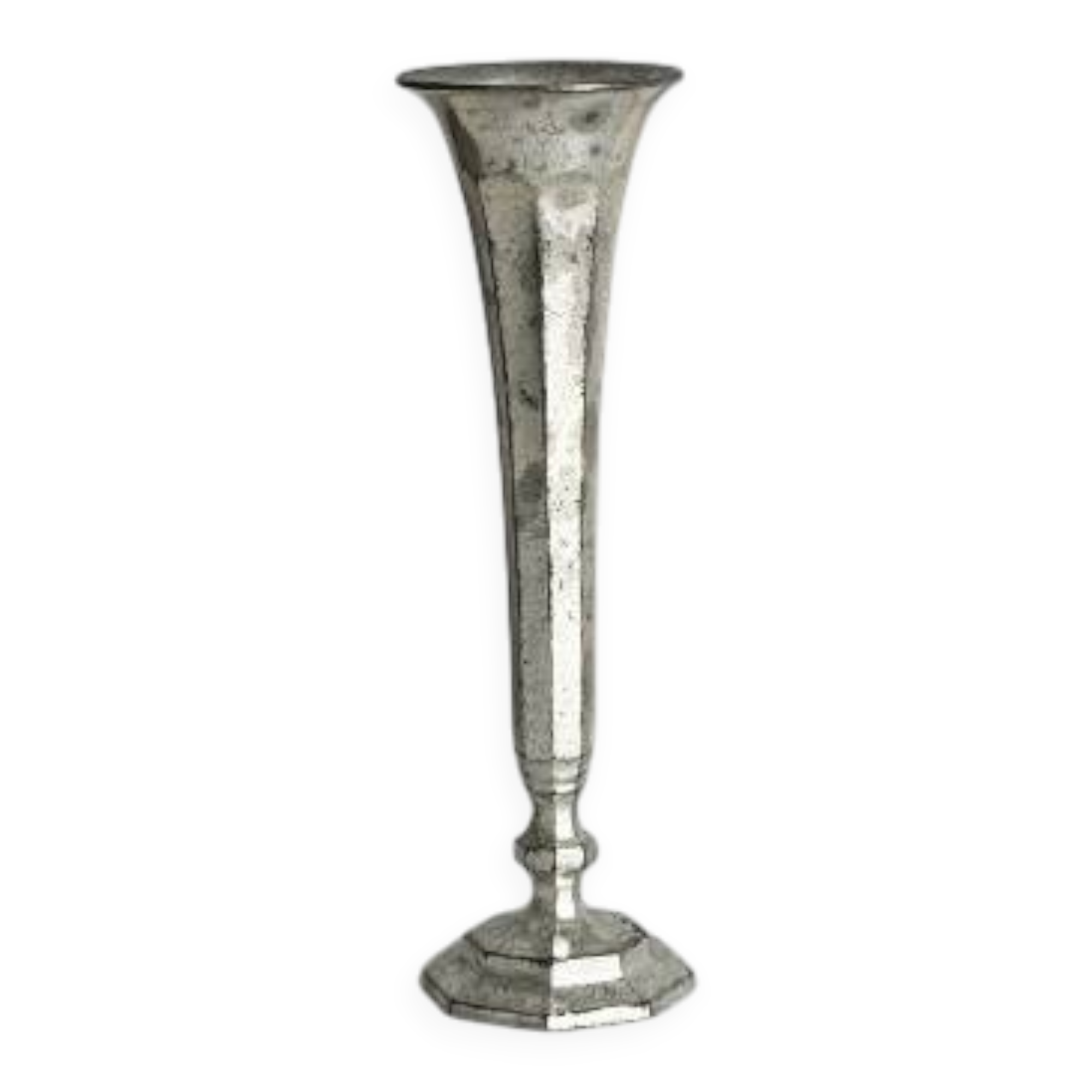 Antique patinated metal soliflore vase