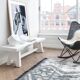 White tinted solid wood bench