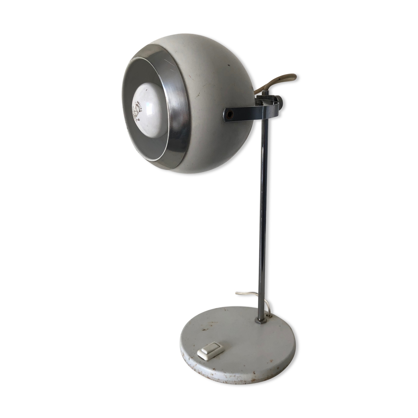 Lamp white eyeball aluminor vintage 1960 lamp