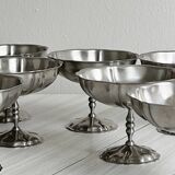 8 very large stainless steel footed bowls