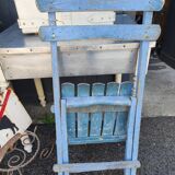 Vintage blue garden chair, wooden and folding