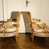 Pair of Roche Bobois cabriolet armchairs with "Queen's back"