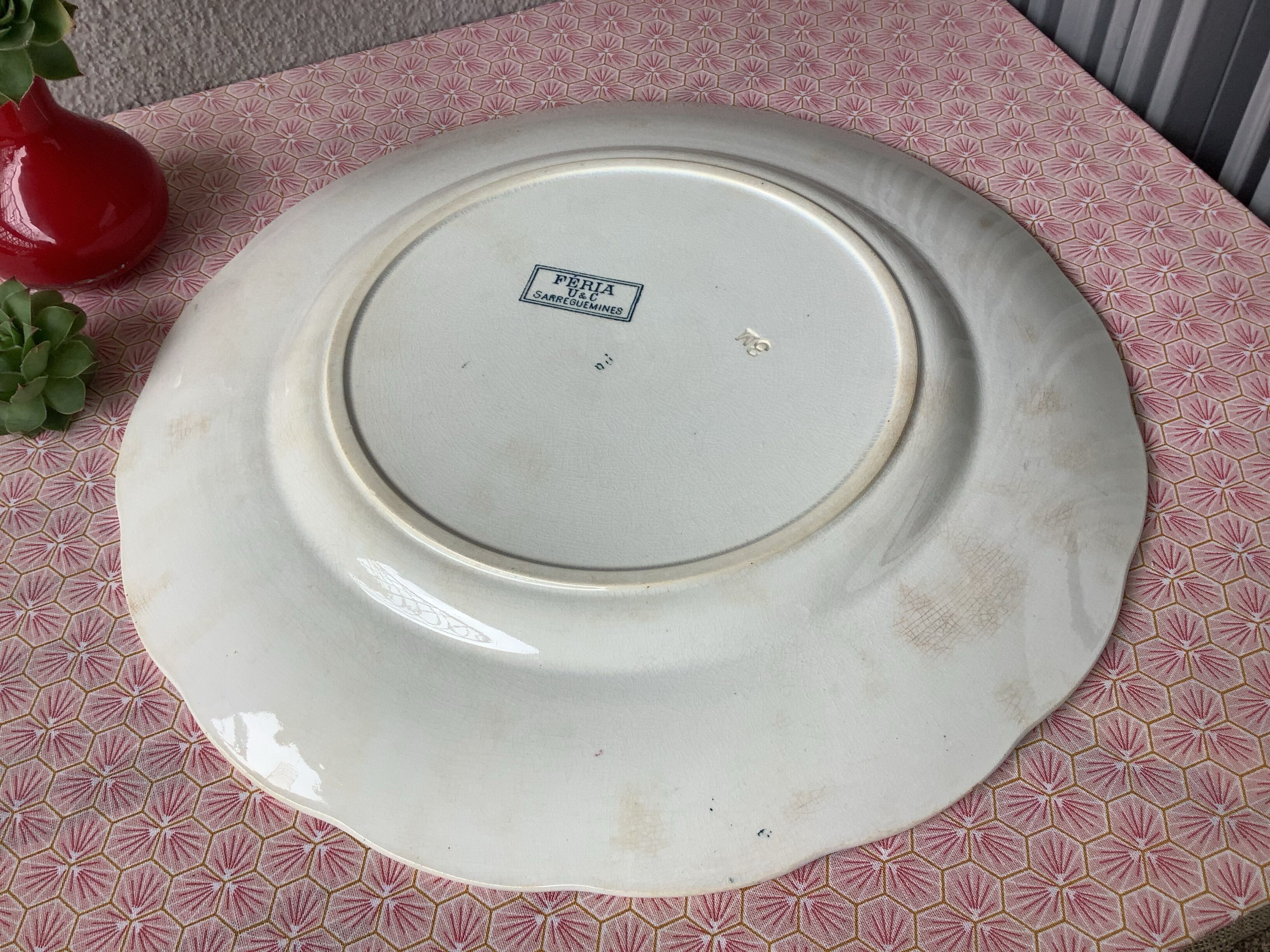 Serving dish Sarreguemines U&G iron earth decoration Féria