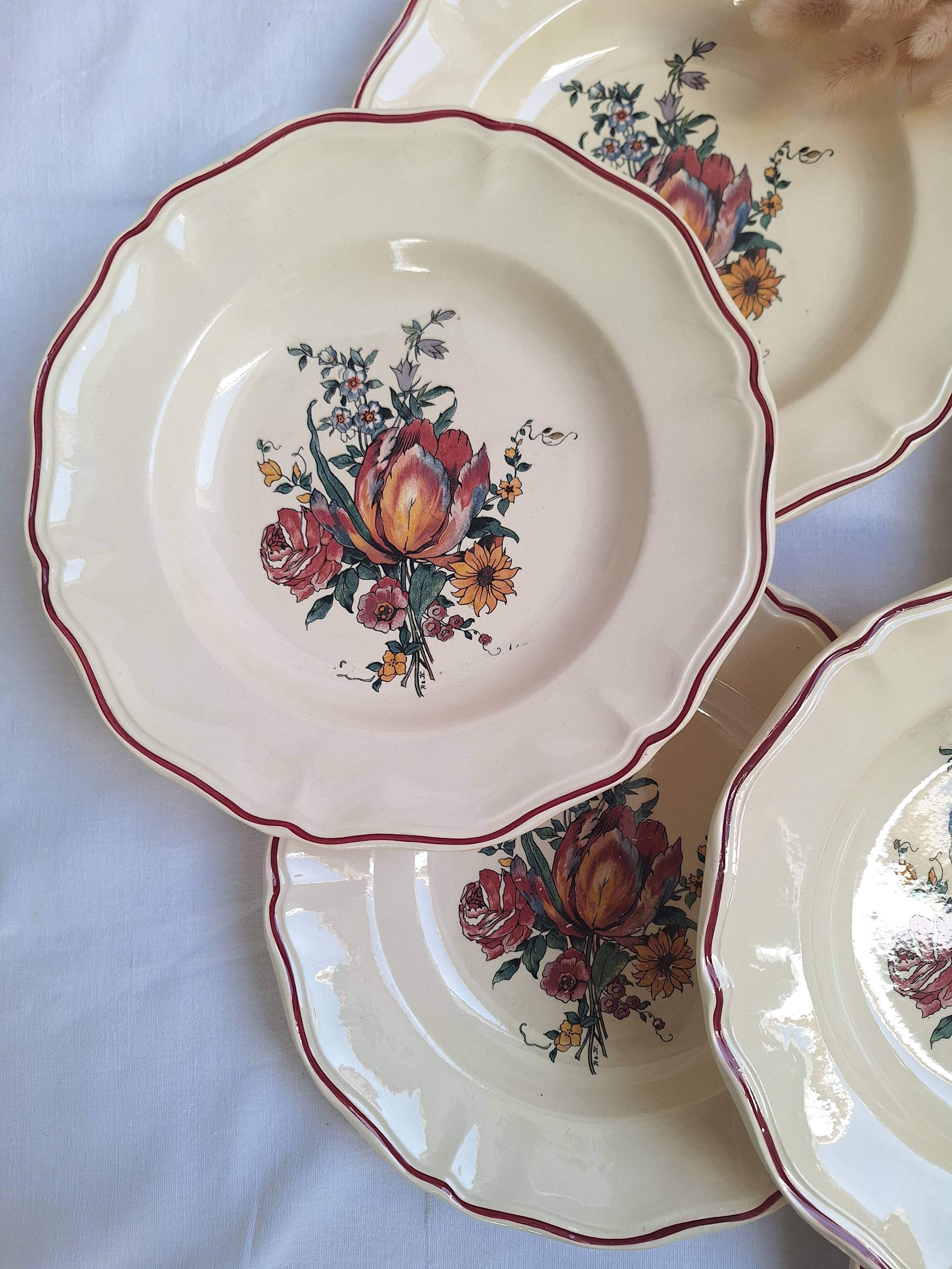 Assiettes creuses Digoin Sarreguemines Modèle Loraine